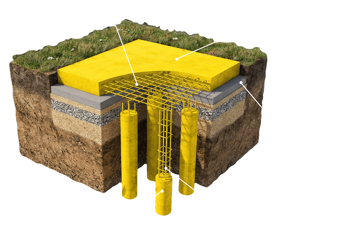 Фундамент монолитная плита — 3D модель